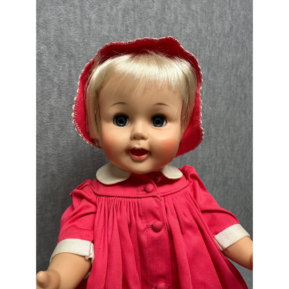 Madame Alexander Vintage Doll Girl 18in Pink Coat Dress Bonnet  Retro - Picture 3 of 14